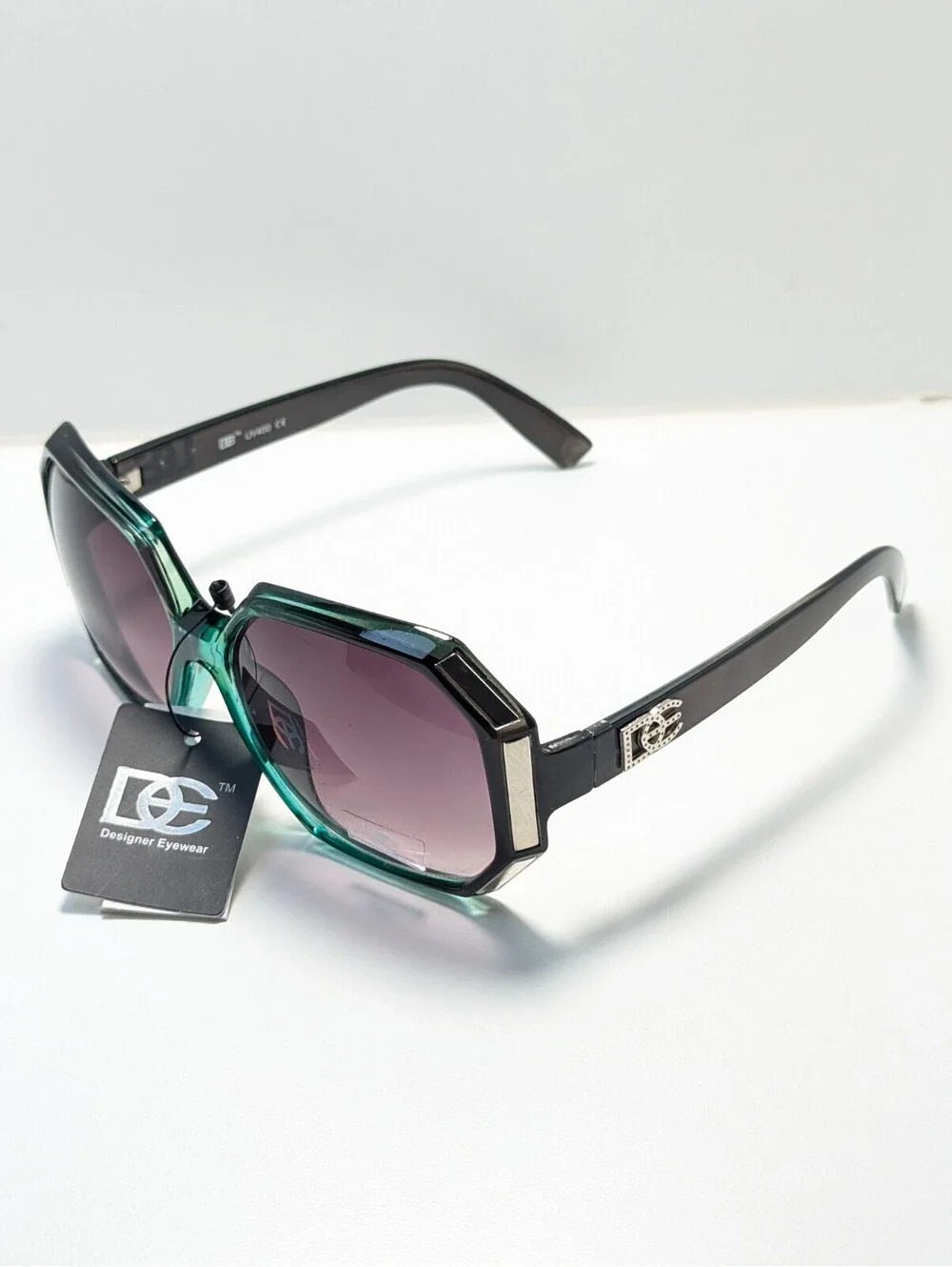 Designer Eyewear DE99 Purple UV Black Green Oversized Oval Women’s Sunglasses